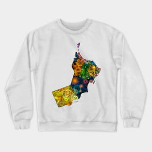 Spirograph Patterned Oman Regions Map Crewneck Sweatshirt